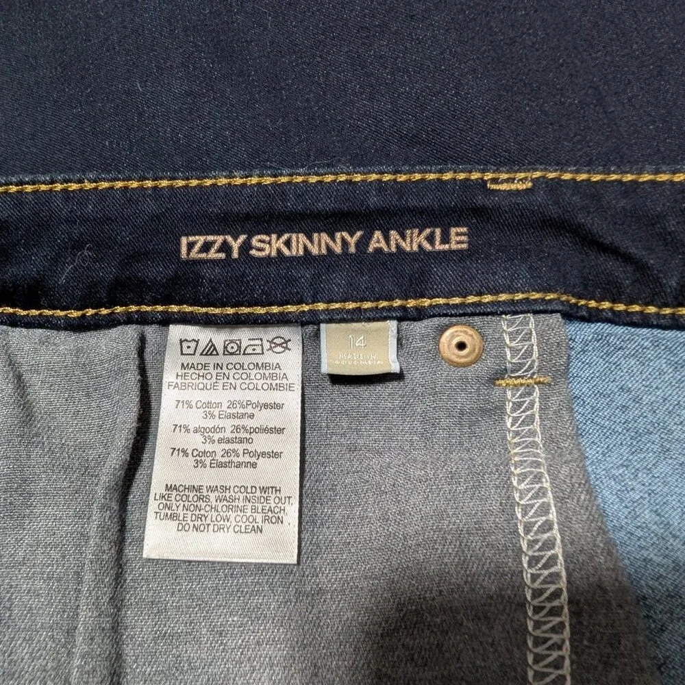 Michael Kors Women's Dark Wash Mid Rise Izzy Skinny Ankle Jeans Size 14‎